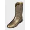 Cropped leather boots with logo