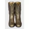 Cropped leather boots with logo