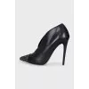Open ankle boots with rhinestones