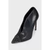 Open ankle boots with rhinestones