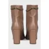 Brown leather ankle boots with chain