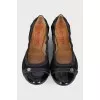 Textile ballet flats with patent leather toes
