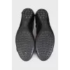 Textile ballet flats with patent leather toes