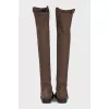 Brown over-the-knee boots made of fabric and suede