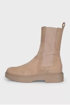 Beige suede boots