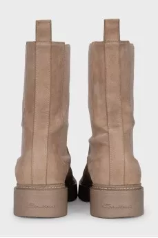 Beige suede boots