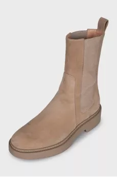 Beige suede boots