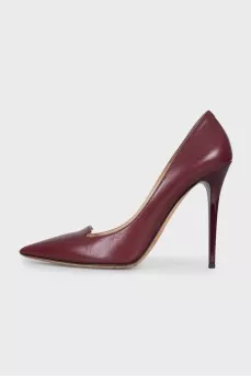 Purple leather pumps