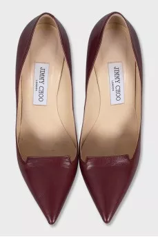 Purple leather pumps