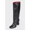 Leather boots with wide shafts