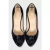 Velvet open-toe shoes