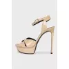 Beige patent leather sandals