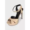 Beige patent leather sandals