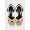Beige patent leather sandals