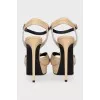 Beige patent leather sandals