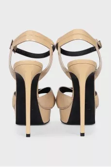 Beige patent leather sandals