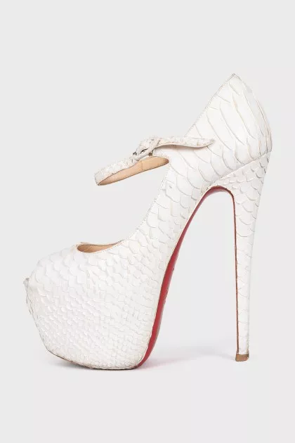 White snakeskin shoes