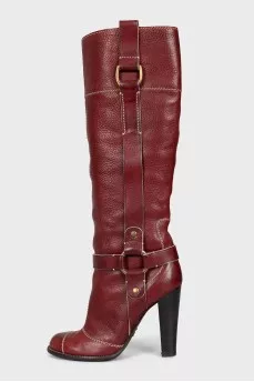 Red leather boots