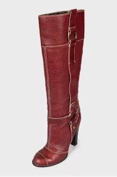 Red leather boots