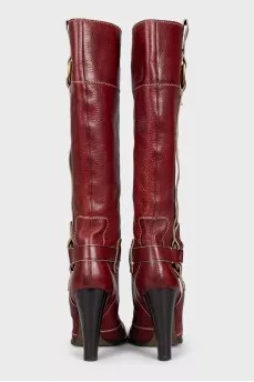 Red leather boots