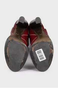 Red leather boots