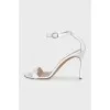 White leather stiletto heeled sandals