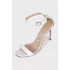 White leather stiletto heeled sandals
