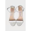 White leather stiletto heeled sandals