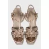 Leather animal print heeled sandals