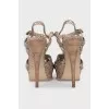 Leather animal print heeled sandals
