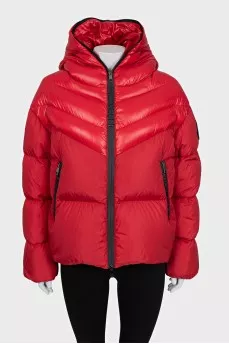 Red jacket with a hood