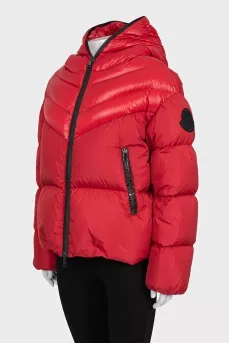 Red jacket with a hood