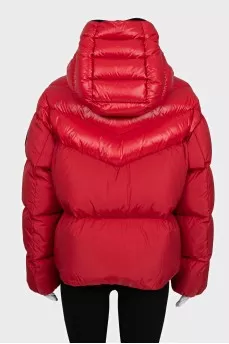 Red jacket with a hood