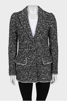 Black and white jacket with raw edges