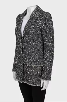 Black and white jacket with raw edges