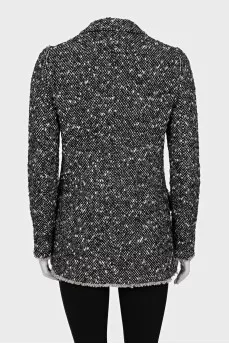 Black and white jacket with raw edges
