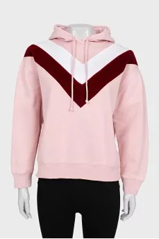 Pink hoodie with contrasting lines