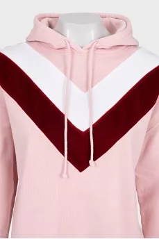 Pink hoodie with contrasting lines