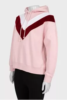 Pink hoodie with contrasting lines