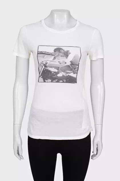 Beige asymmetrical T-shirt