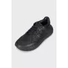 Black leather lace-up sneakers