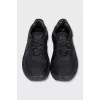 Black leather lace-up sneakers