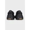 Black leather lace-up sneakers