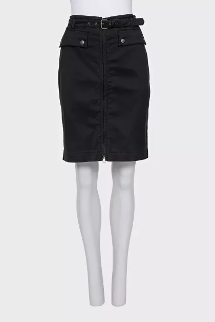 Black denim skirt with a zipper