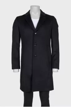 Men's single-breasted black coat