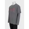 Men's gray long sleeve shirt with print