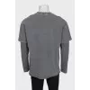 Men's gray long sleeve shirt with print