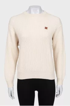Beige sweater with brand logo