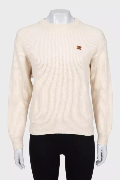 Beige sweater with brand logo