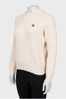 Beige sweater with brand logo